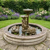 Stone Garden Half Pool Surround in cottage garden setting