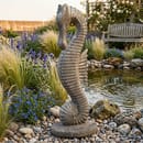 Set of Three Stone Seahorse Statues