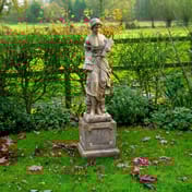 Summer Maiden Garden Statue in English Garden Setting