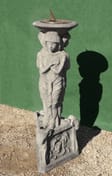 Brass Sundial on Victorian Stone Garden Pedestal in cast stone