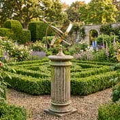Large Armillary on Oxford Stone Pedestal in Formal Garden Setting