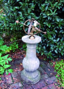Medium Armillary on Victorian Stone Pedestal Original