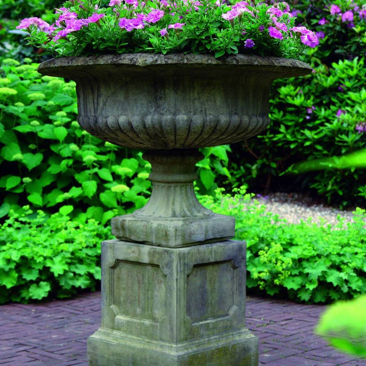 Grand Victorian Stone Garden Tazza used as a large garden planter