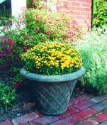 Thatched Stone Garden Urn  in cast stone