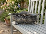 Vienna Oval Stone Garden Vase on Garden Bench