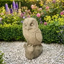Barn Owl in Stone cast stone owl garden ornament UK