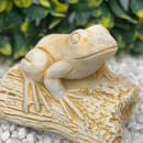 Frog on a Log in Sandstone cast stone frog garden ornament UK