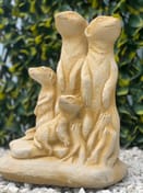 Meerkat Family Stone Garden Ornament in Sandstone - original product photo
