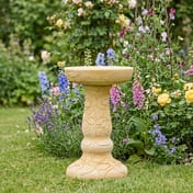 Buddleia Birdbath in Sandstone in a Cottage Garden Setting