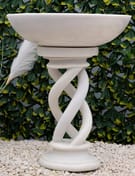 Spiral Stone Birdbath in White - Original Product Photo