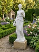 Hebe Goddess Large Garden Statue in White - Classical Garden Setting