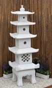 5 Tier Pagoda Garden Ornament in White Close-Up Detail