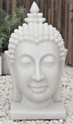 Medium Thai Buddha Head Garden Statue in White - Original View