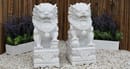 Pair of Foo Dog Garden Statues in White