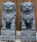 Pair of Large Foo Dog Garden Statues in Grey — original product photo