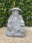 Sitting Fisherman Garden Statue in Grey - Original View