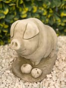 Pig with Apples Garden Ornament in Stone