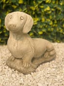 Sausage Dog Garden Ornament in Stone