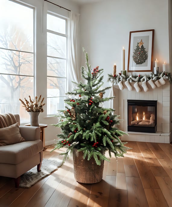 Norwegian Spruce Pre Lit Potted Christmas Tree 5ft