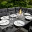 Black rattan set cushion close up