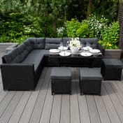 Black rattan corner sofa set lifestyle