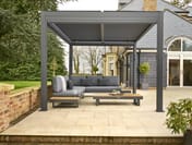 Nexus Grey Louvred Pergola - Period House Patio Front View