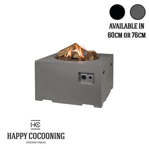 Happy Cocoon 76cm square black gas fire pit