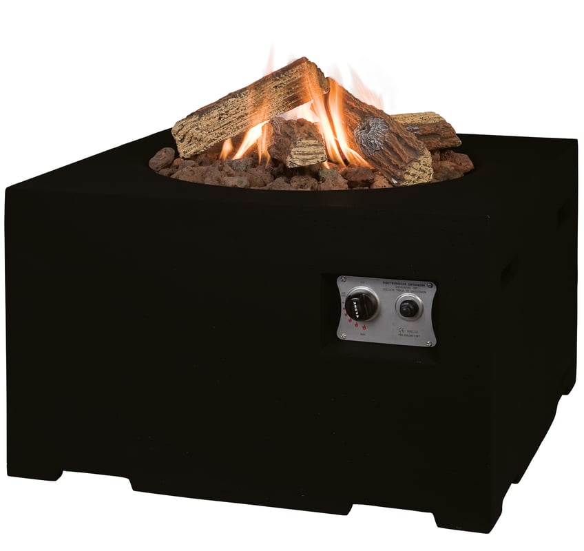 Happy Cocoon 60cm small square Corten steel fire pit on a paved courtyard in the UK