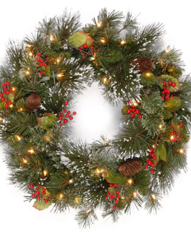 Festive Pine Pre Lit Christmas Wreath 48inch 