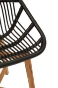 Manado Black Natural Rattan And Teak Chair Detail 03
