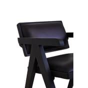 Buffalo Black Leather Chair With Wood Frame