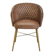 Buffalo Grey Leather Chair With Gold Finish Legs