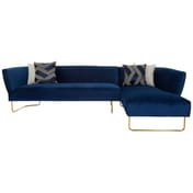 Renee 5 Seat Dark Blue Velvet Corner Sofa