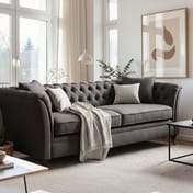 Sabrina Three Seat Grey Velvet Sofa