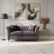 Sabrina Two Seat Grey Velvet Sofa