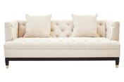 Sefira 2 Seat Ivory Fabric Modern Chesterfield Sofa