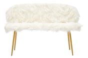 Sienna White Faux Fur 2 Seat Sofa With Gold Finish Legs