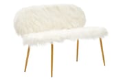 Sienna White Faux Fur 2 Seat Sofa With Gold Finish Legs