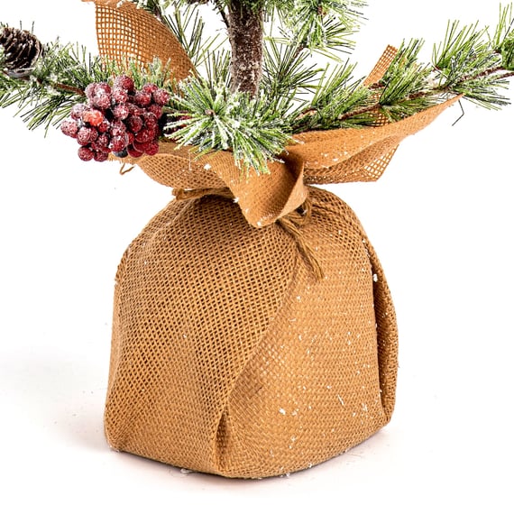 Winter Berry Bristle Christmas Tree in Hessian