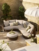 hambridge curved corner sofa set pe rattan dark natural garden furniture