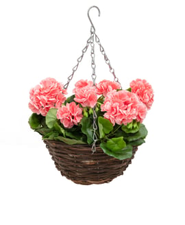 Artificial Geranium Pink Hanging Basket 25cm