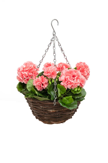 Artificial Geranium Pink Hanging Basket 25cm
