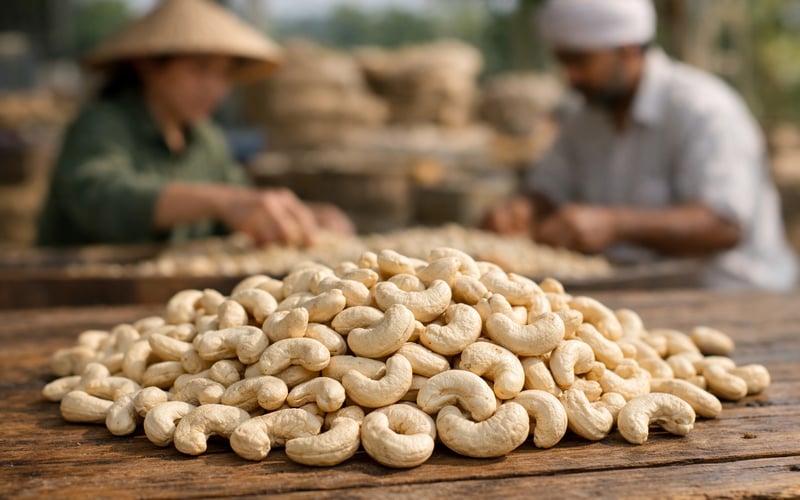Cashew Kernels Hold Firm as Vietnam Edges Higher and India Steadies