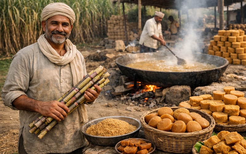 Reduced Selling Lifts Sugar While New Gur Arrivals Weigh on Hapur Market