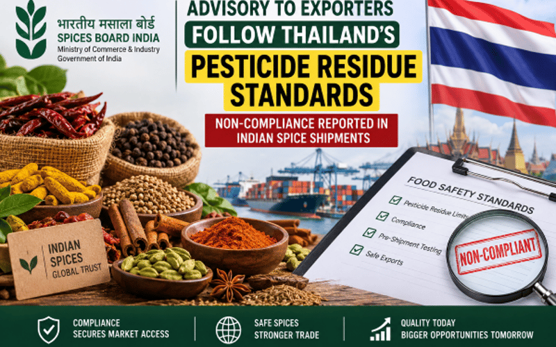 India Issues Urgent Advisory on Pesticide Compliance for Spice Exports to Thailand, Putting MRL Risk in Focus