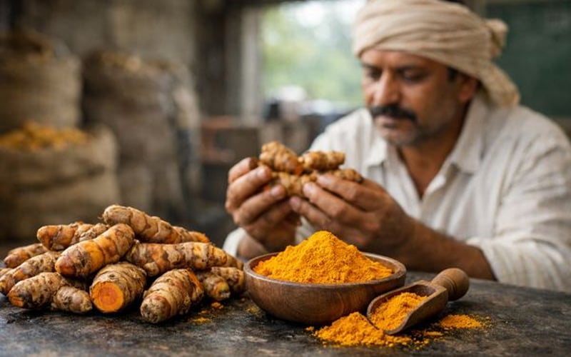 Preços da Cúrcuma Indiana Mantêm Estabilidade enquanto Mercado Observa Monções e Fraqueza dos Futuros