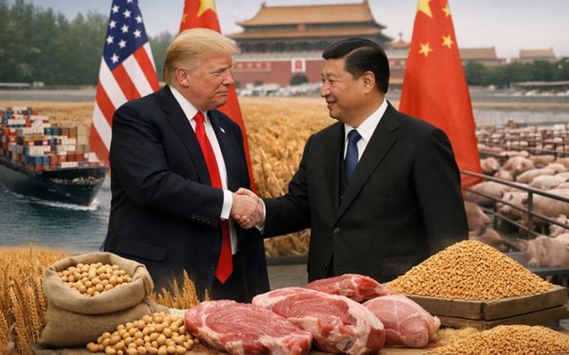Szczyt Trump–Xi w Pekinie przetestuje delikatny rolniczy rożek handlowy i przekształci przepływy soi, mięsa i zbóż