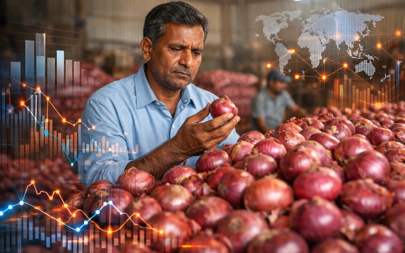 Cebolas indianas de qualidade para exportação apertam à medida que danos climáticos atingem Nashik