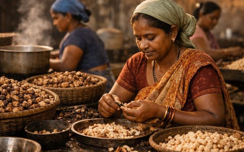 Marché des noix de cajou en avril : la récolte indienne maintient des prix faibles, mais les risques de fret se profilent