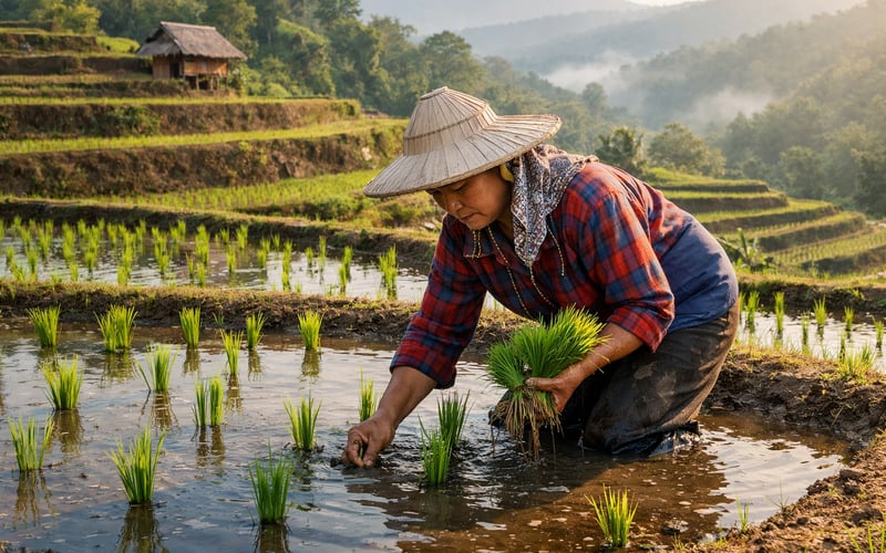 Arroz tailandês sob pressão com desaceleração das exportações e aumento dos riscos climáticos